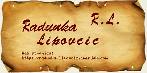 Radunka Lipovčić vizit kartica